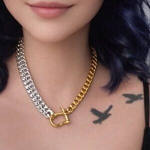 Two-Tone Gold and Silver Chunky Chain Necklace